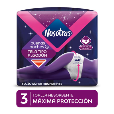 Nosotras Calzón Nocturno Máxima Protección Talla M Bolsa 3und