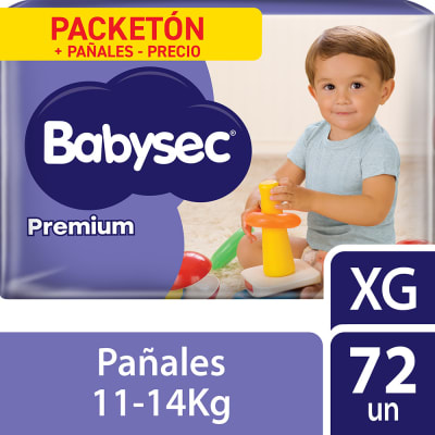 Babysec Pañal Premium Talla XG Bolsa 72und