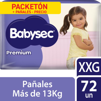 Babysec Pañal Premium Talla XXG Bolsa 72und