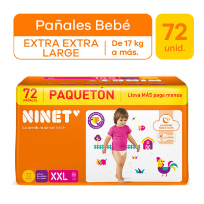 Ninet Pañal Desechable Talla XXL Paquetón 72und