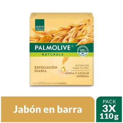 Palmolive Jabón Avena y Azúcar Morena Barra 110gr Pack 3und