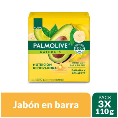 Palmolive Jabón Banana y Aguacate Barra 110gr Pack 3und