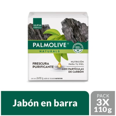 Palmolive Jabón con Partículas de Carbón Barra 110gr Pack 3und