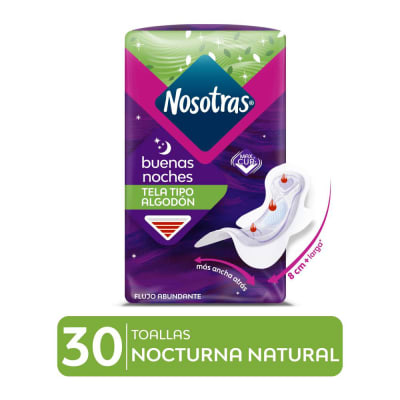 Nosotras Toallas Higiénicas Nocturna Natural Bolsa 30und1