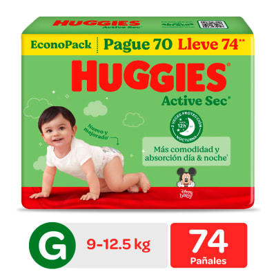 Huggies Pañal Active Sec Talla G Bolsa 74und