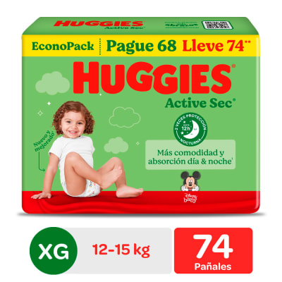Huggies Pañal Active Sec Talla XG Bolsa 74und1