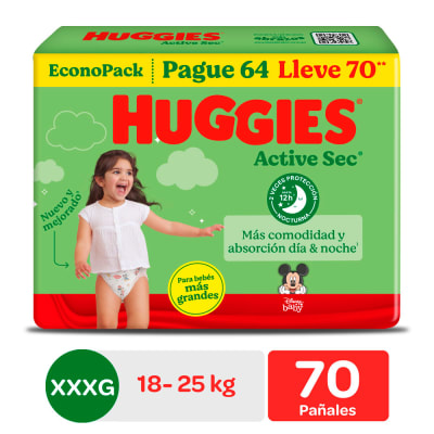 Huggies Pañal Active Sec Talla XXXG Bolsa 70und