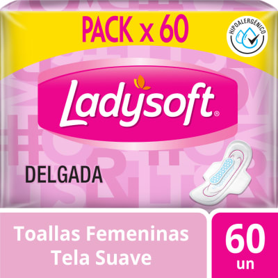Ladysoft Toallas Higiénicas Delgada Tela Suave Bolsa 60und