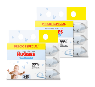 Huggies Toallitas Húmedas Puro y Natural Pack 2und1