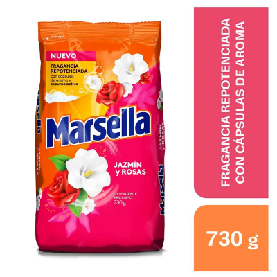 Marsella Detergente Polvo Jazmín y Rosas Bolsa Bolsa 730gr