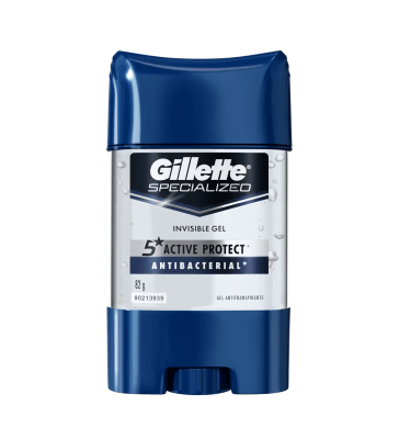 Gillette Antitranspirante Specialized Invisible Gel Antibacterial Frasco 82gr