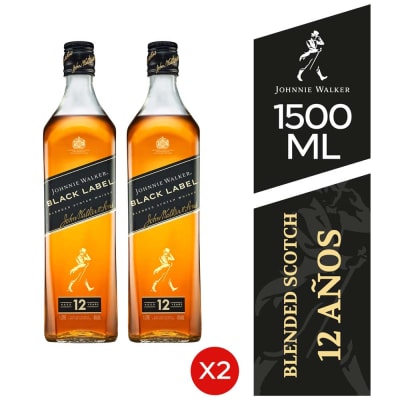 Pack Whisky JOHNNIE WALKER Black Label Botella 750ml Caja 2un1