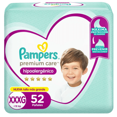 Pampers Premium Care Pañal Hipoalergénico Talla XXXG Bolsa 52und