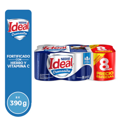 Ideal Leche Cremosita Lata 390gr Pack 8und1