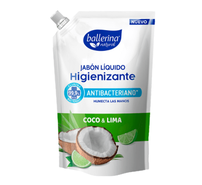 Ballerina Jabón Liquido Antibacterial Coco & Lima Doypack 750ml1
