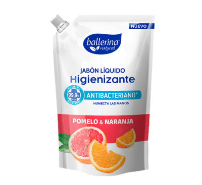 Ballerina Jabón Líquido Antibacterial Pomelo & Naranja Doypack 750ml