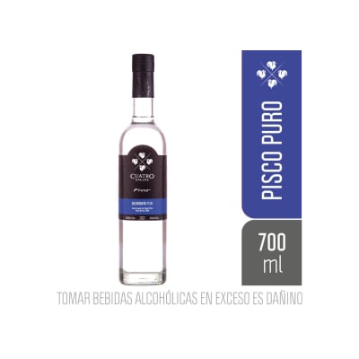 Pisco CUATRO GALLOS Puro Quebranta Botella 700ml