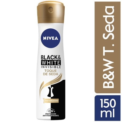 Nivea Antitranspirante Black & White Invisible Toque de Seda Spray 150ml1