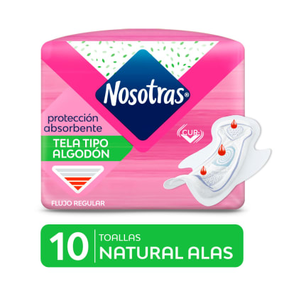 Nosotras Toallas Higiénicas Alas Tela Gel Bolsa 10und