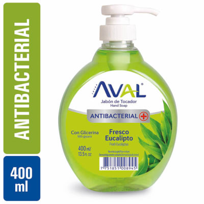 Aval Jabón Líquido Antibacterial Fresco Eucalipto Frasco 400ml1