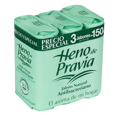 Heno de Pravia Jabón Antibacteriano Barra 150gr Pack 3und1