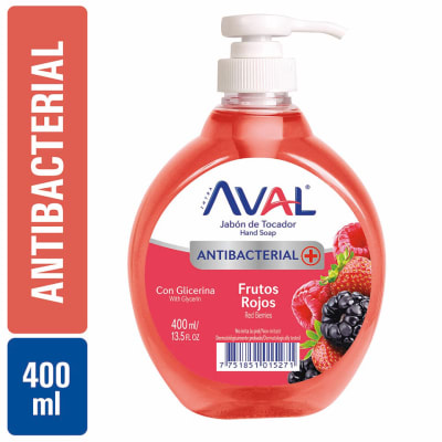 Aval Jabón Líquido Antibacterial Frutos Rojos Frasco 400ml1
