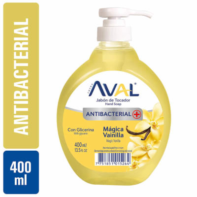 Aval Jabón Líquido Antibacterial Mágica Vainilla Frasco 400ml1