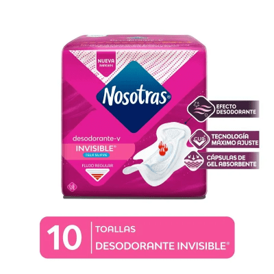 Nosotras Toallas Higiénicas Desodorante Invisible Bolsa 10und2