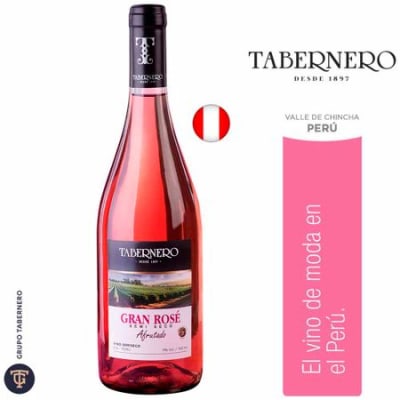 Vino TABERNERO Gran Rosé Semi Seco Afrutado Botella 750ml1
