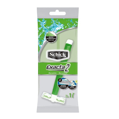  Maquina Afeitar Schick Exacta Piel Sensible Verde 2 Hojas
