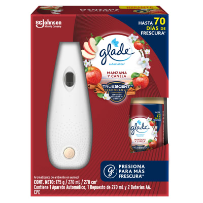 Glade Manzana y Canela 1 Aparato Automático + 1 Repuesto Frasco 270ml