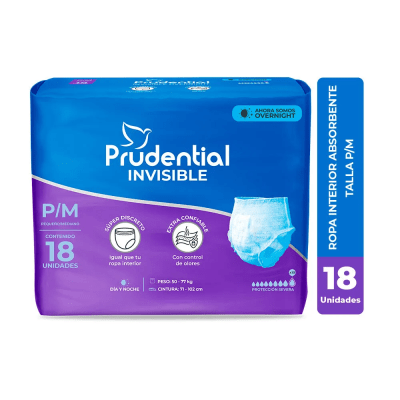 Prudential Pañal Pants Invisible Talla P/M Bolsa 18und