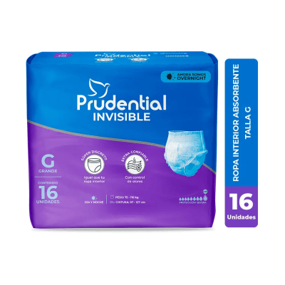 Prudential Pañal Pants Invisible Talla G Bolsa 16und1
