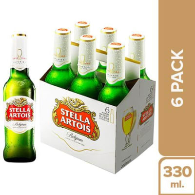 Stella Artois Cerveza Botella 330ml Pack 6und