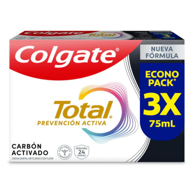 Colgate Crema Dental Total 12 Carbón Activado 75ml Pack 3und1