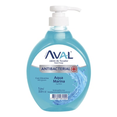 Aval Jabón Líquido Antibacterial Aqua Marina Frasco 1lt