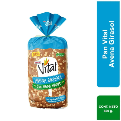 Bimbo Vital Pan de Molde Avena Girasol Bolsa 600gr