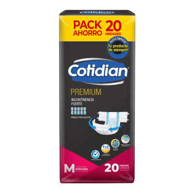 Cotidian Pañal Premium Talla M Bolsa 20und1