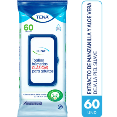 Tena Toallas Húmedas Clásicas para Adultos Bolsa 60und1