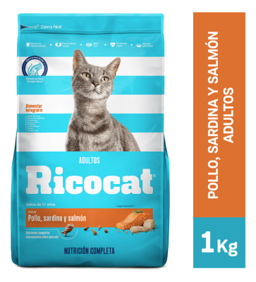 Ricocat Adultos Pollo, Sardina y Salmón Bolsa 1kg1