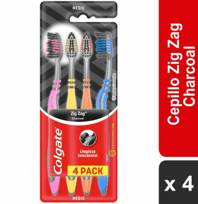 Colgate Cepillo Dental Zig Zag Carbón Suave Pack 4und1