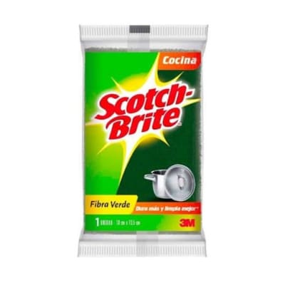 Scotch Brite Esponja Fibra Verde Limpieza Pesada