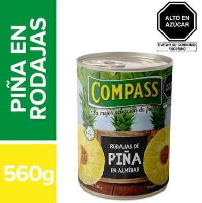 Compass Rodajas de Piña en Almíbar Lata 560gr