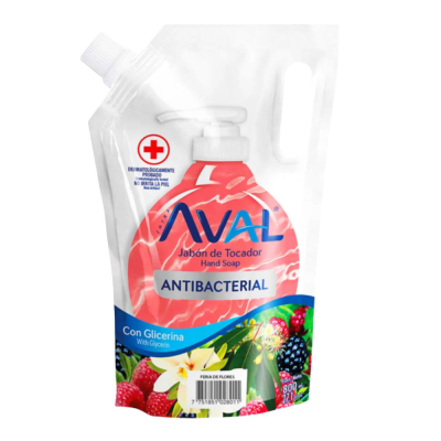 Aval Jabón Líquido Antibacterial Feria Flores Doypack 800ml