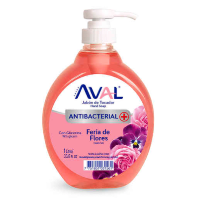 Aval Jabón Líquido Antibacterial Feria de Flores Frasco 1lt