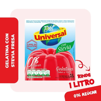 Universal Gelatina con Stevia Sabor Fresa Caja 19gr1