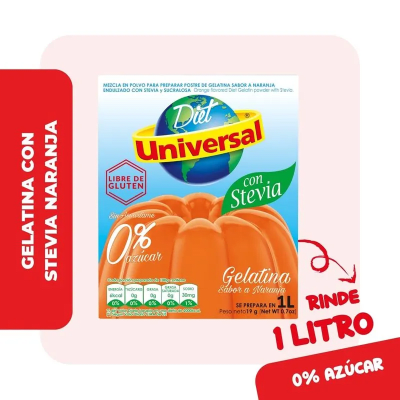 Universal Gelatina con Stevia Sabor Naranja Caja 19gr1