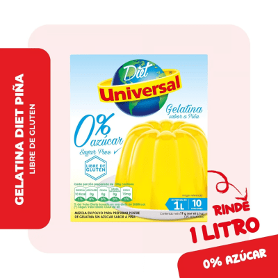 Universal Gelatina 0% Azúcar Sabor Piña Caja 19gr