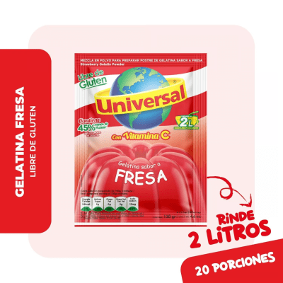 Universal Gelatina Sabor Fresa Bolsa 130gr