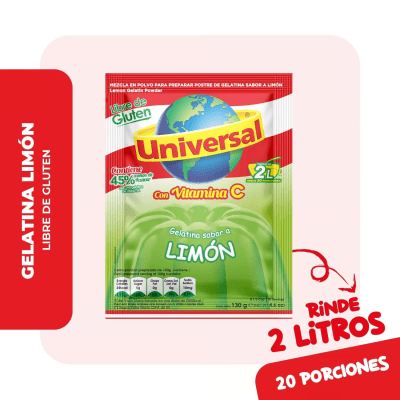 Universal Gelatina Sabor Limón Bolsa 130gr